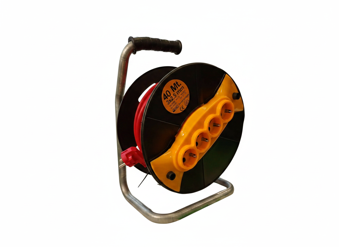 Prelungitor Electric la Tambur 40 m, Cablu 3×2.5 mm, 4 Prize, 3000W