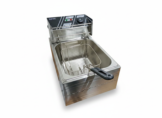 Friteuză electrică cu un singur bazin DENX DX1796, 2500 W, capac și coș inox, 6 L