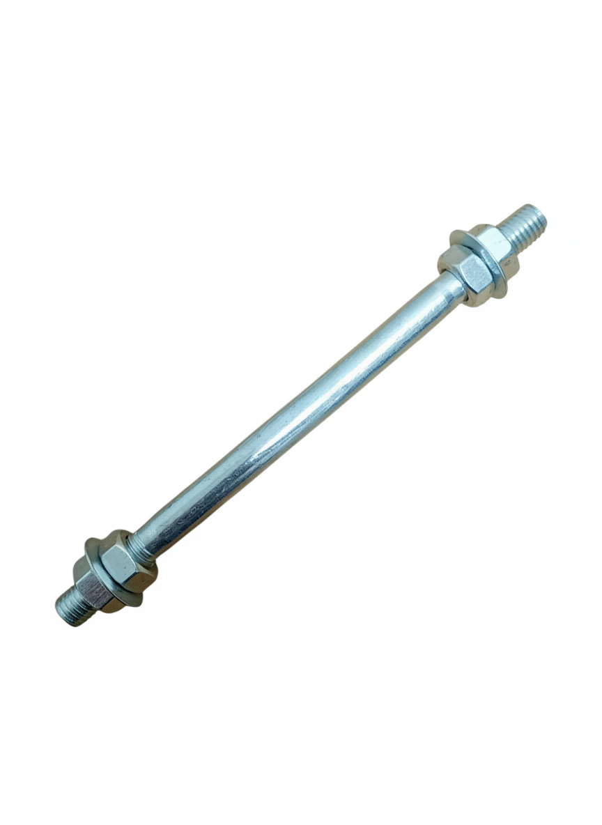 Ax pentru roabă, 14 mm grosime, 220 mm lungime – oțel zincat, cu piulițe și saibe