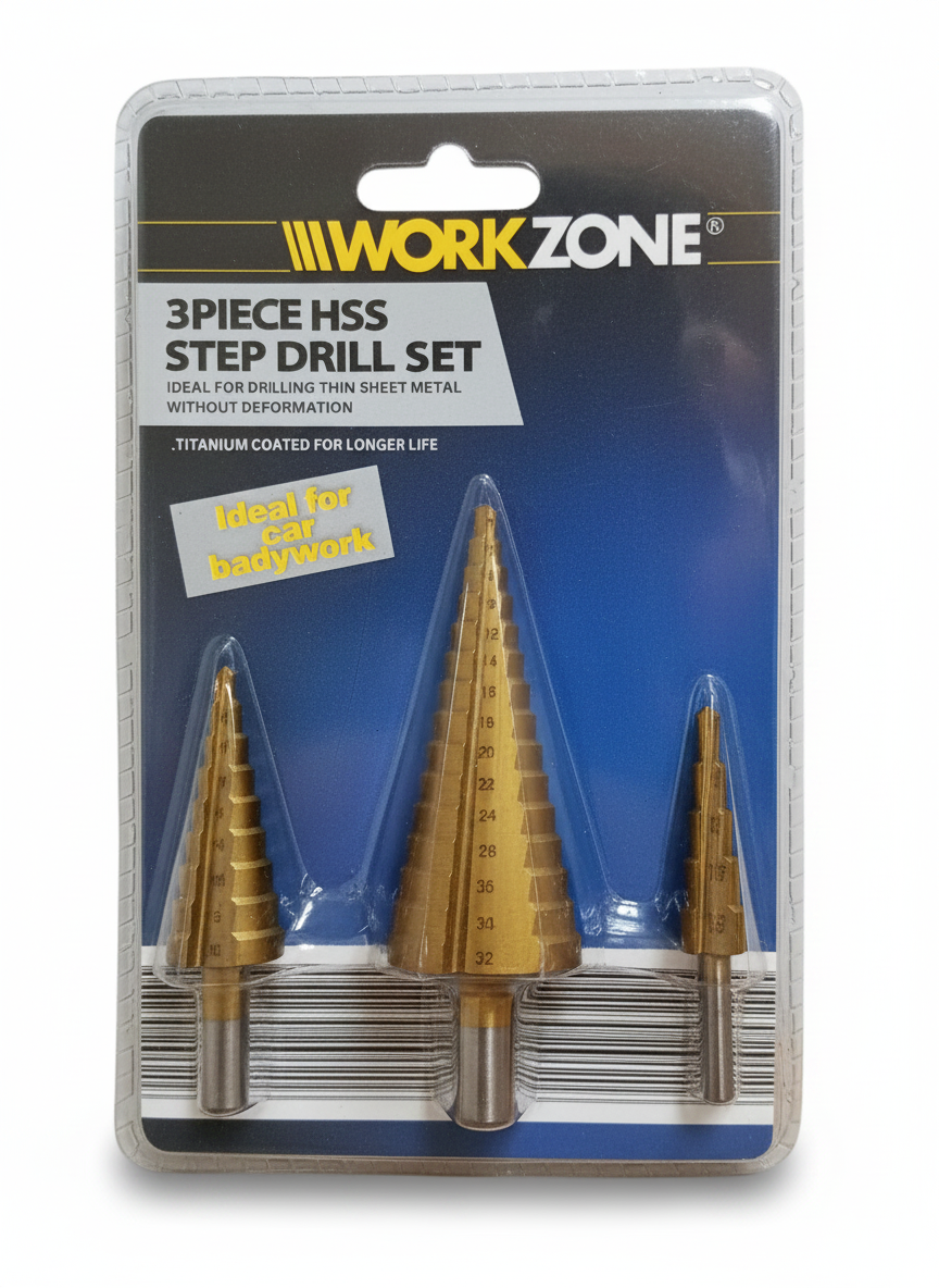 Burghie conice treptate, HSS TiN – set 3