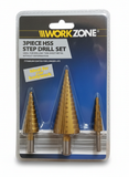 Burghie conice treptate, HSS TiN – set 3