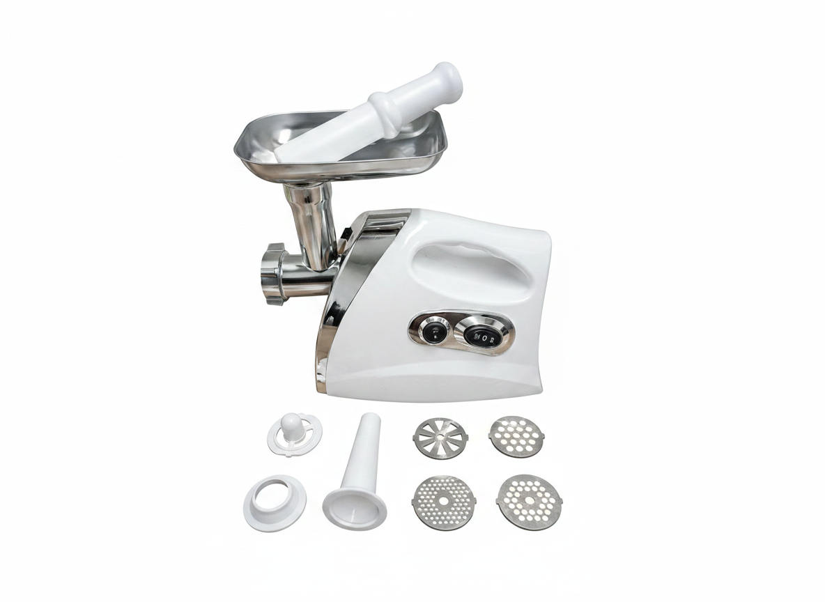 Mașină de tocat carne electrică 2500W – cu accesorii pentru cârnați și 4 site din inox