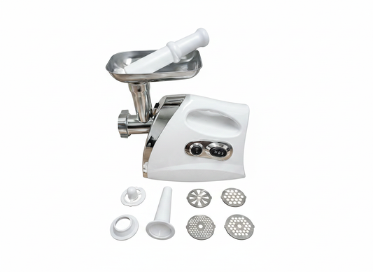 Mașină de tocat carne electrică 2500W – cu accesorii pentru cârnați și 4 site din inox