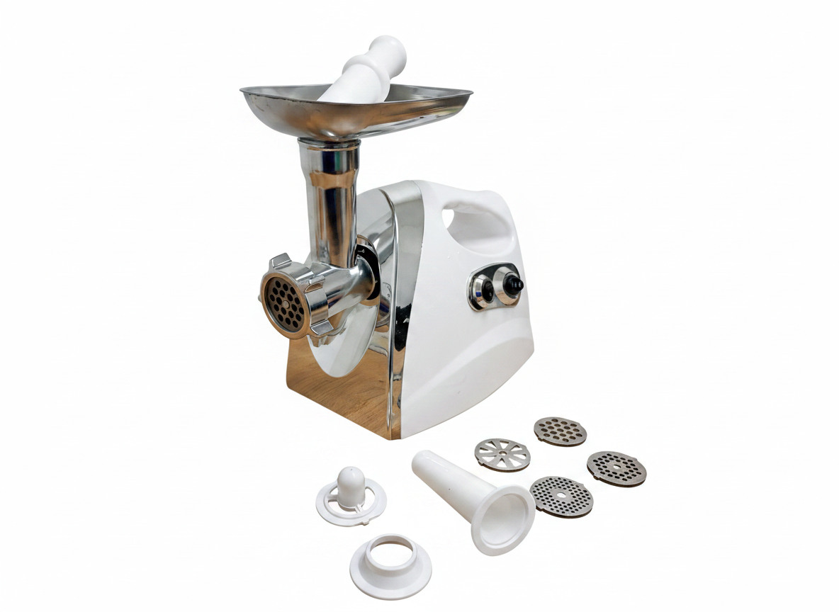 Mașină de tocat carne electrică 2500W – cu accesorii pentru cârnați și 4 site din inox