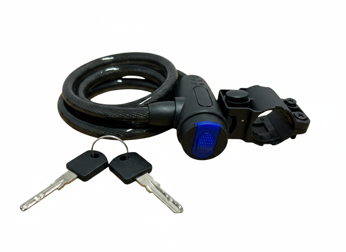 Lacăt cablu pentru bicicletă / trotinetă – 110 cm lungime, grosime 10 mm, cu chei