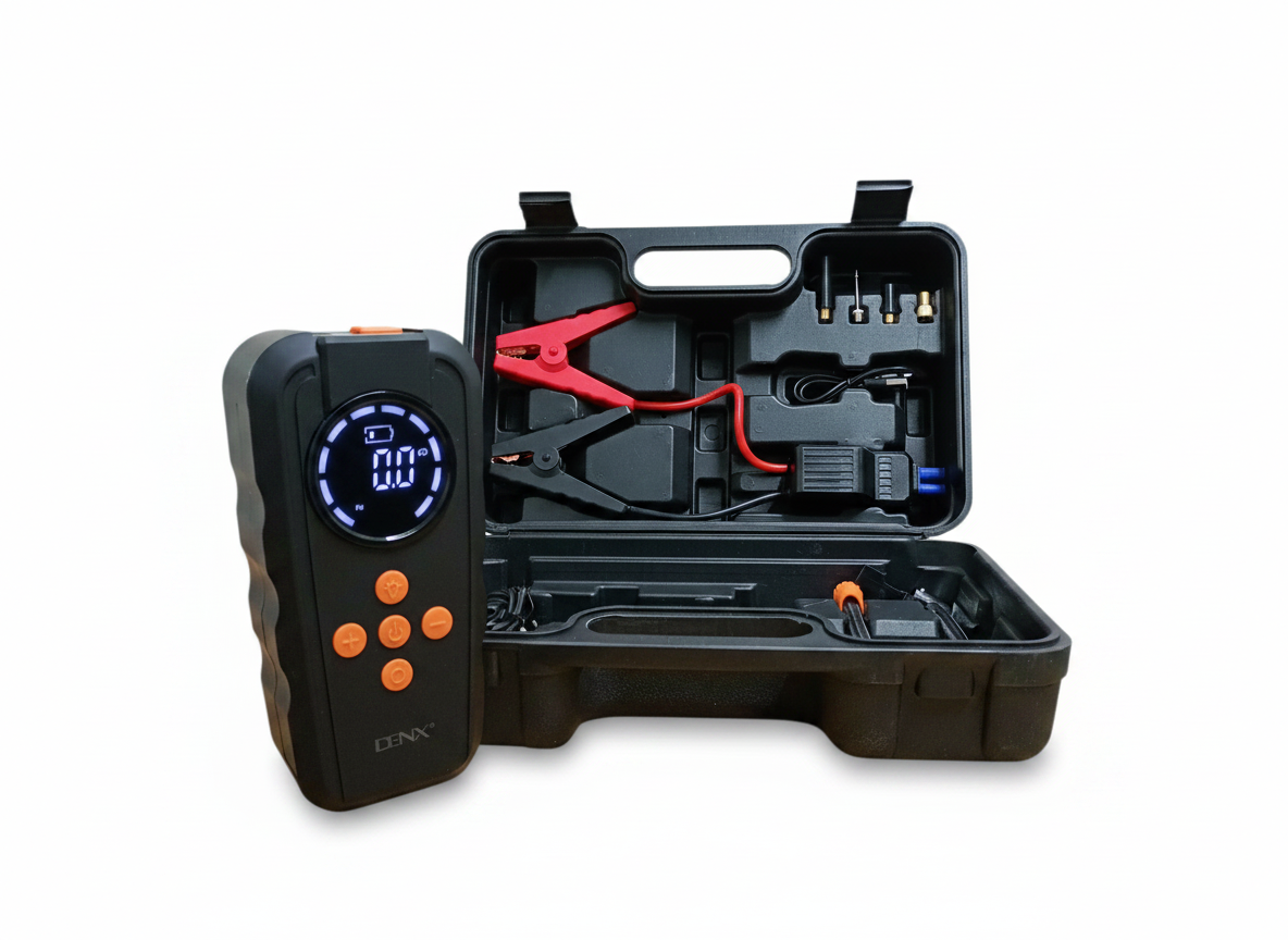 Starter auto 3‑în‑1 cu compresor portabil auto DENX DX2592
