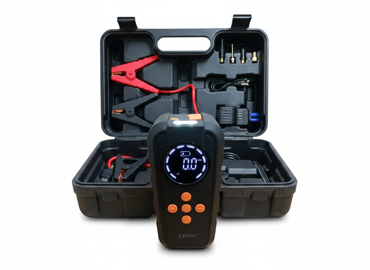 Starter auto 3‑în‑1 cu compresor portabil auto DENX DX2592
