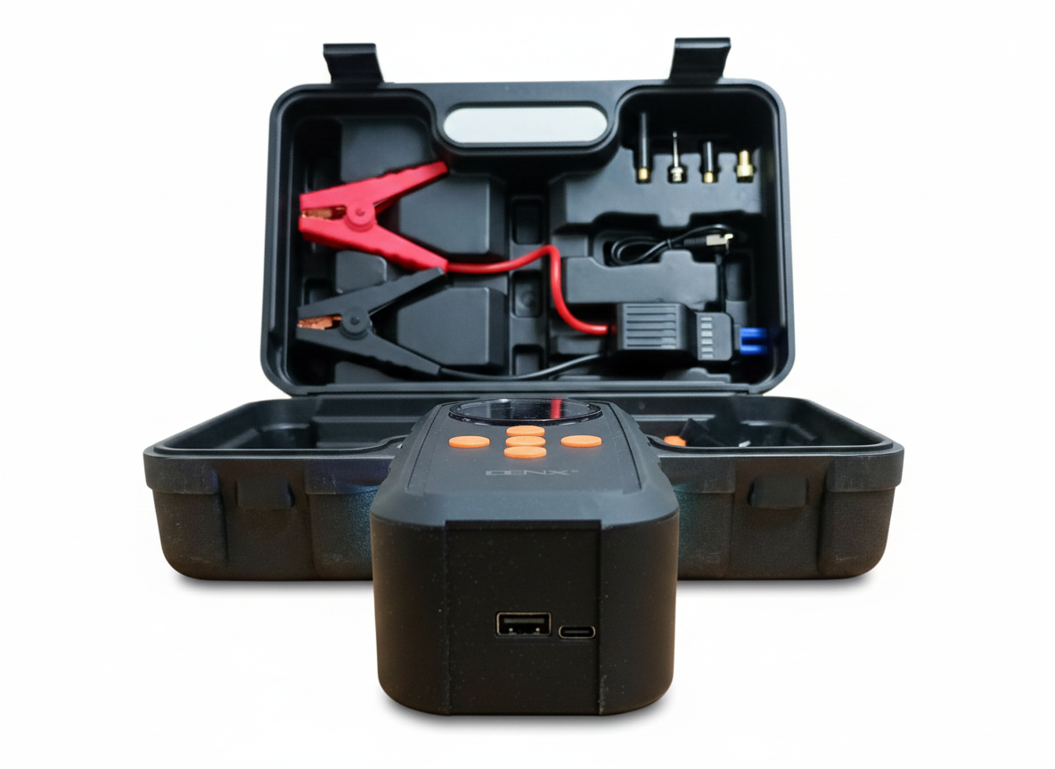 Starter auto 3‑în‑1 cu compresor portabil auto DENX DX2592