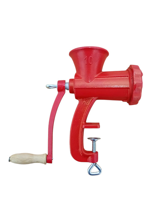 Mașină de tocat carne manuală nr. 10 – din fontă, 3,3 kg, cu prindere pe masă