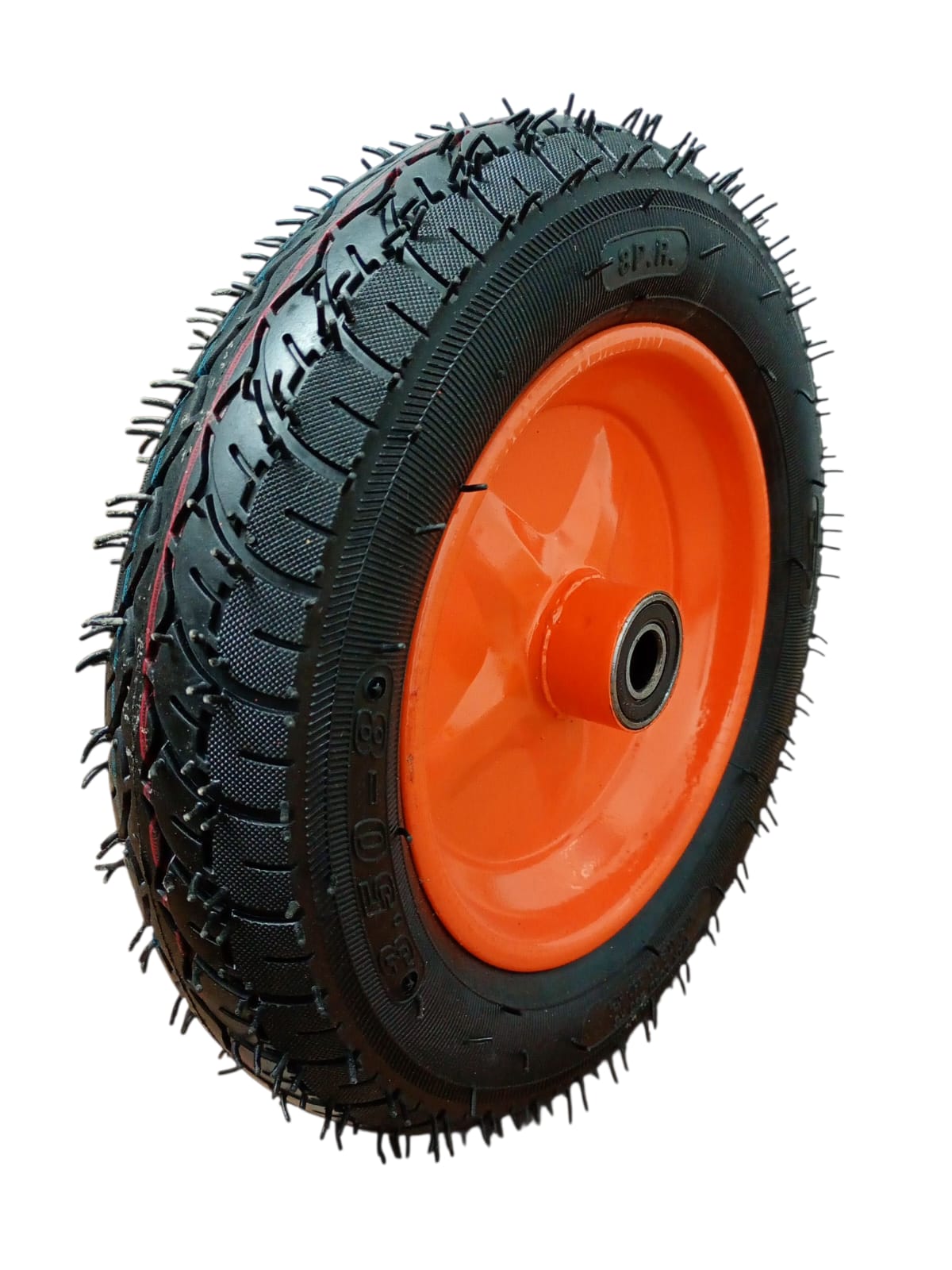 Roată Roabă 3.50-8 cu Cameră, Jantă Metalică și Rulmenți – Ax 20 mm