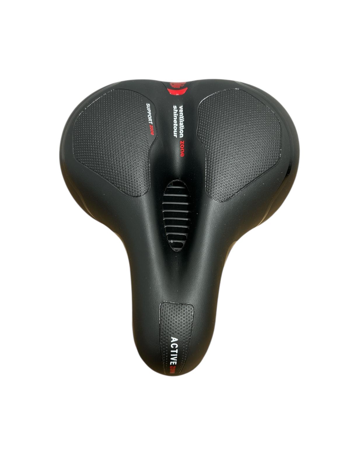 Șa bicicletă GEL cu aerisire, 2 arcuri și bandă reflectorizantă – 25×21 cm