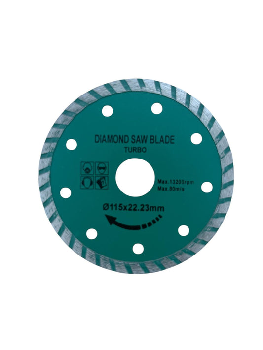 Disc Diamantat Turbo Ø115 mm × 22.23 mm – Ventilat, Pentru Beton, Piatră, Granit
