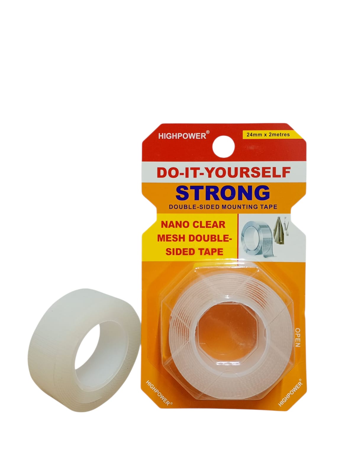 Bandă dublu-adezivă fibră – 24 mm x 2 m – Extra puternică