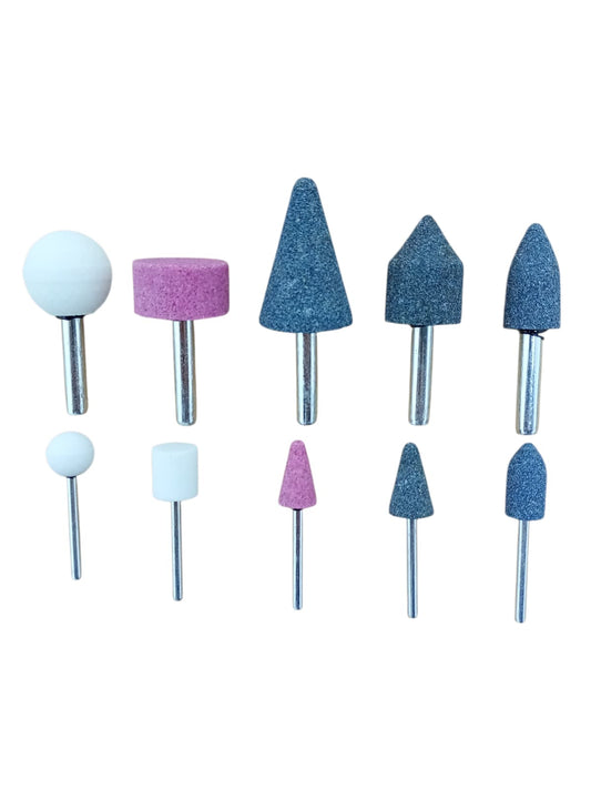 Set 10 Piese Pietre Șlefuit, tije 1/4” și 1/8”