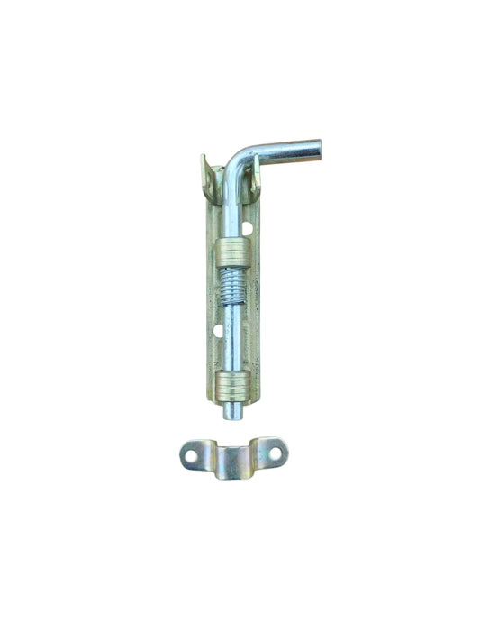 Zăvor vertical tip bolt cu arc – 100 mm x 25 mm, grosime talpă 3 mm, finisaj galvanizat