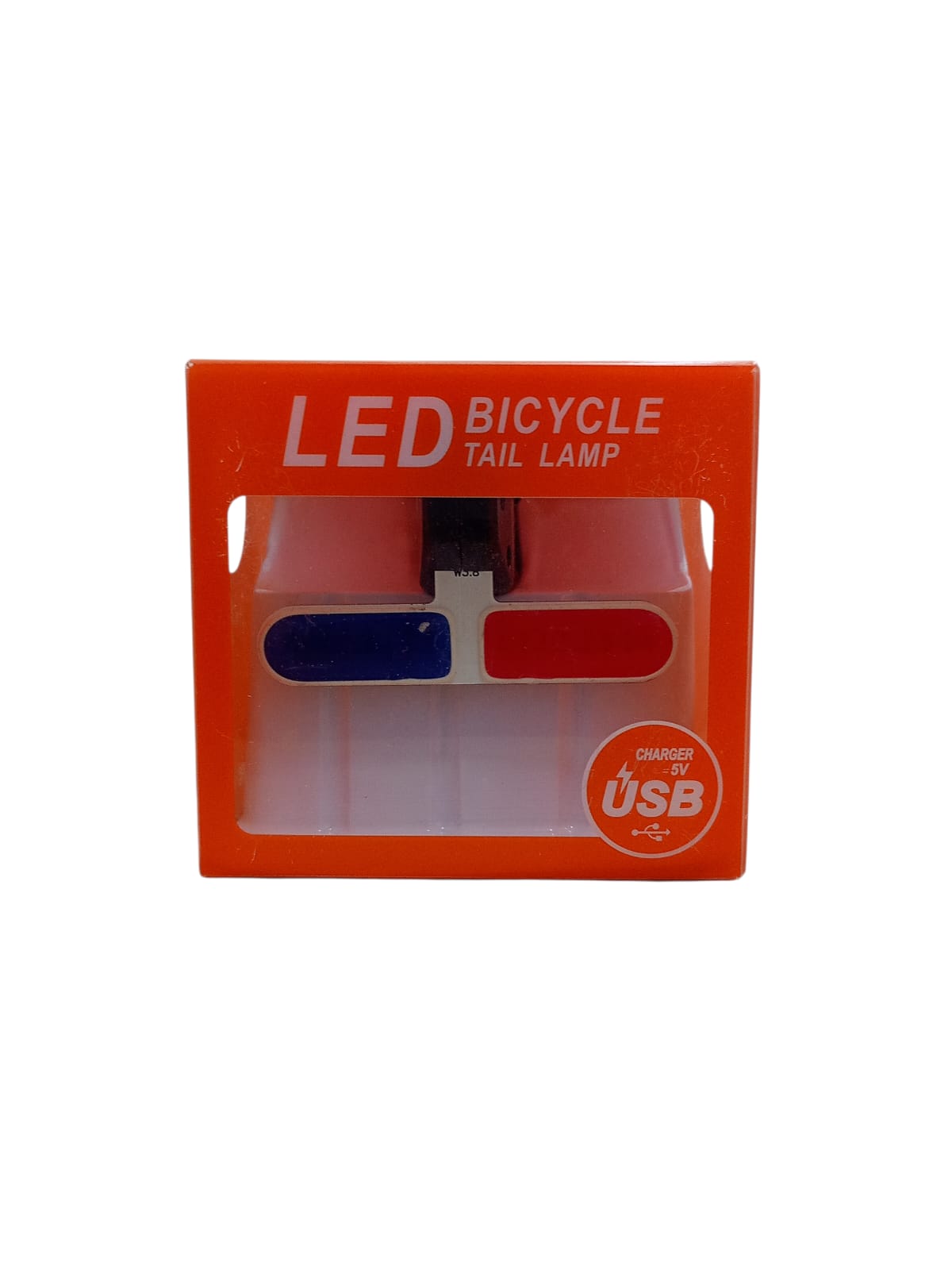 Stop bicicletă LED reîncărcabil USB, roșu/albastru – 5 jocuri de lumini, rezistent la apă