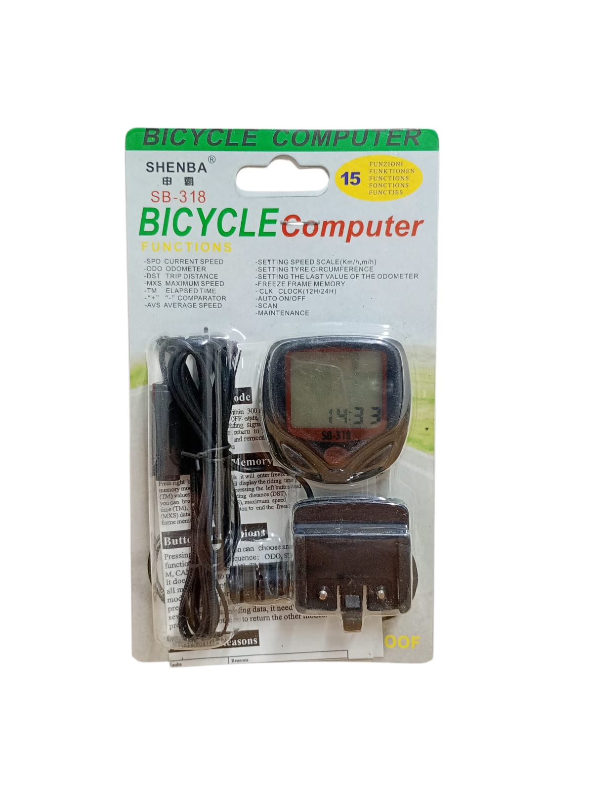 Kilometraj bicicletă, 15 funcții, afișaj digital, viteză, distanță, timp, montaj ușor