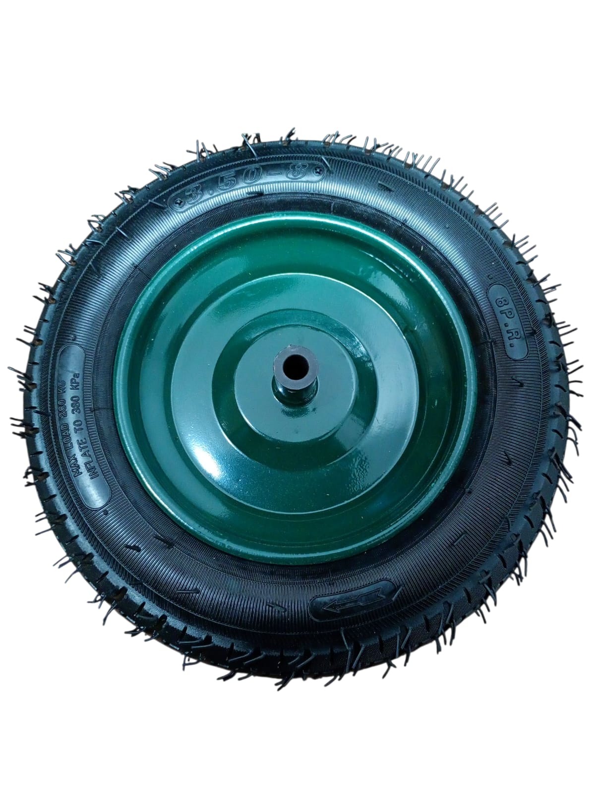 Roată Roabă cu Cameră și Cauciuc 3.50-8, Jantă Metalică – Ax 14 mm