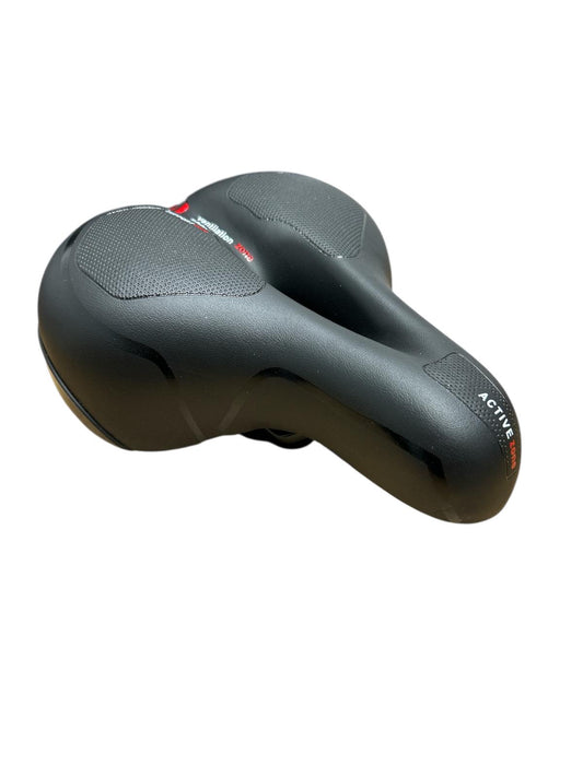 Șa bicicletă GEL cu aerisire, 2 arcuri și bandă reflectorizantă – 25×21 cm