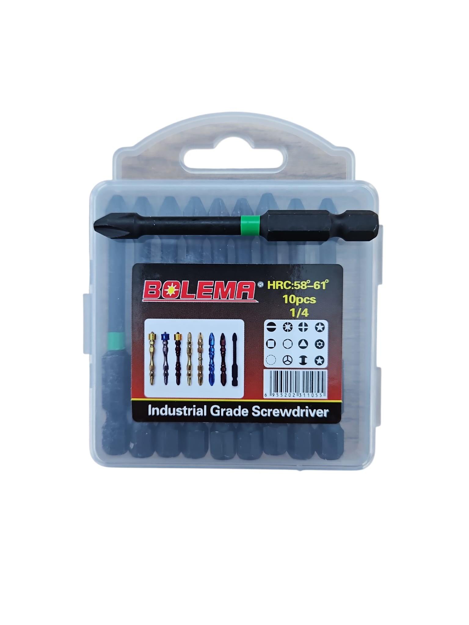 Set biți magnetici 65 mm – PH2, 10 bucăți, duritate HRC 58–61