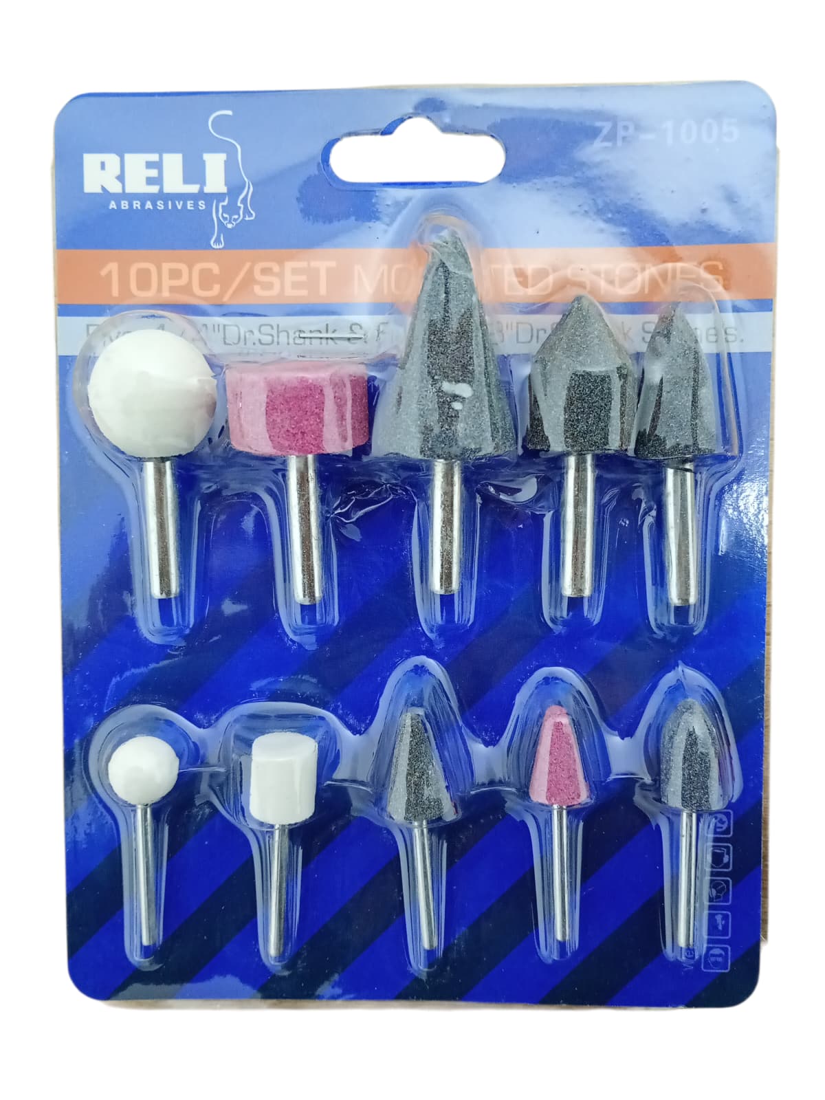Set 10 Piese Pietre Șlefuit, tije 1/4” și 1/8”