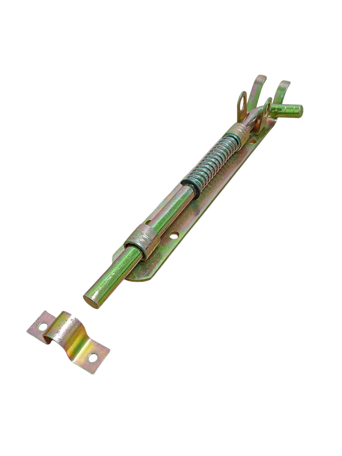 Zăvor vertical tip bolt cu arc – 200 mm x 30 mm, grosime placă 3 mm, finisaj galvanizat