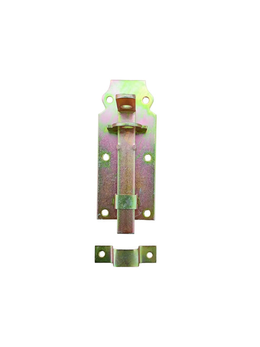 Zăvor metalic 120 mm x 50 mm cu gaură pentru lacăt – finisaj galvanizat irizat