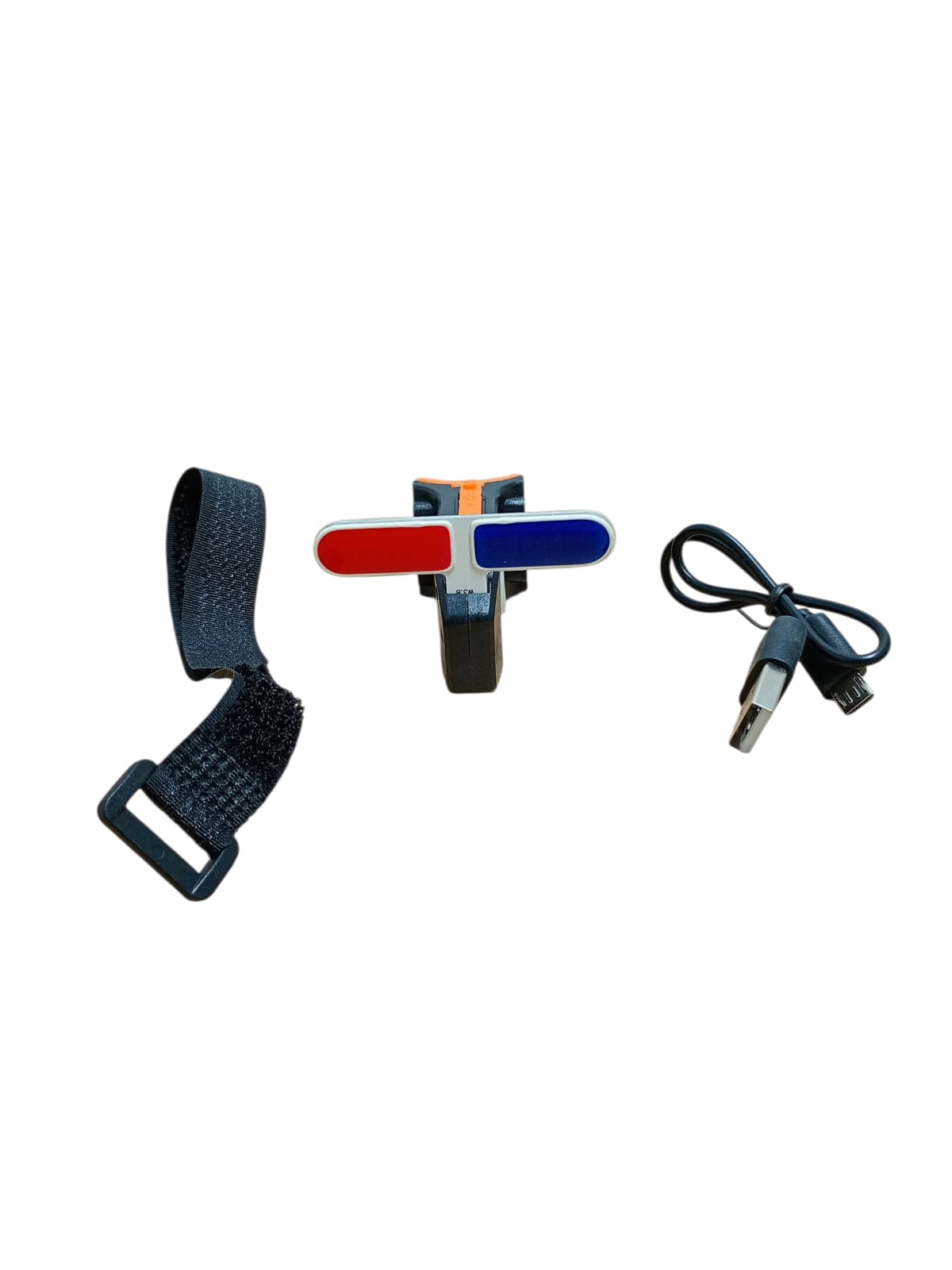 Stop bicicletă LED reîncărcabil USB, roșu/albastru – 5 jocuri de lumini, rezistent la apă