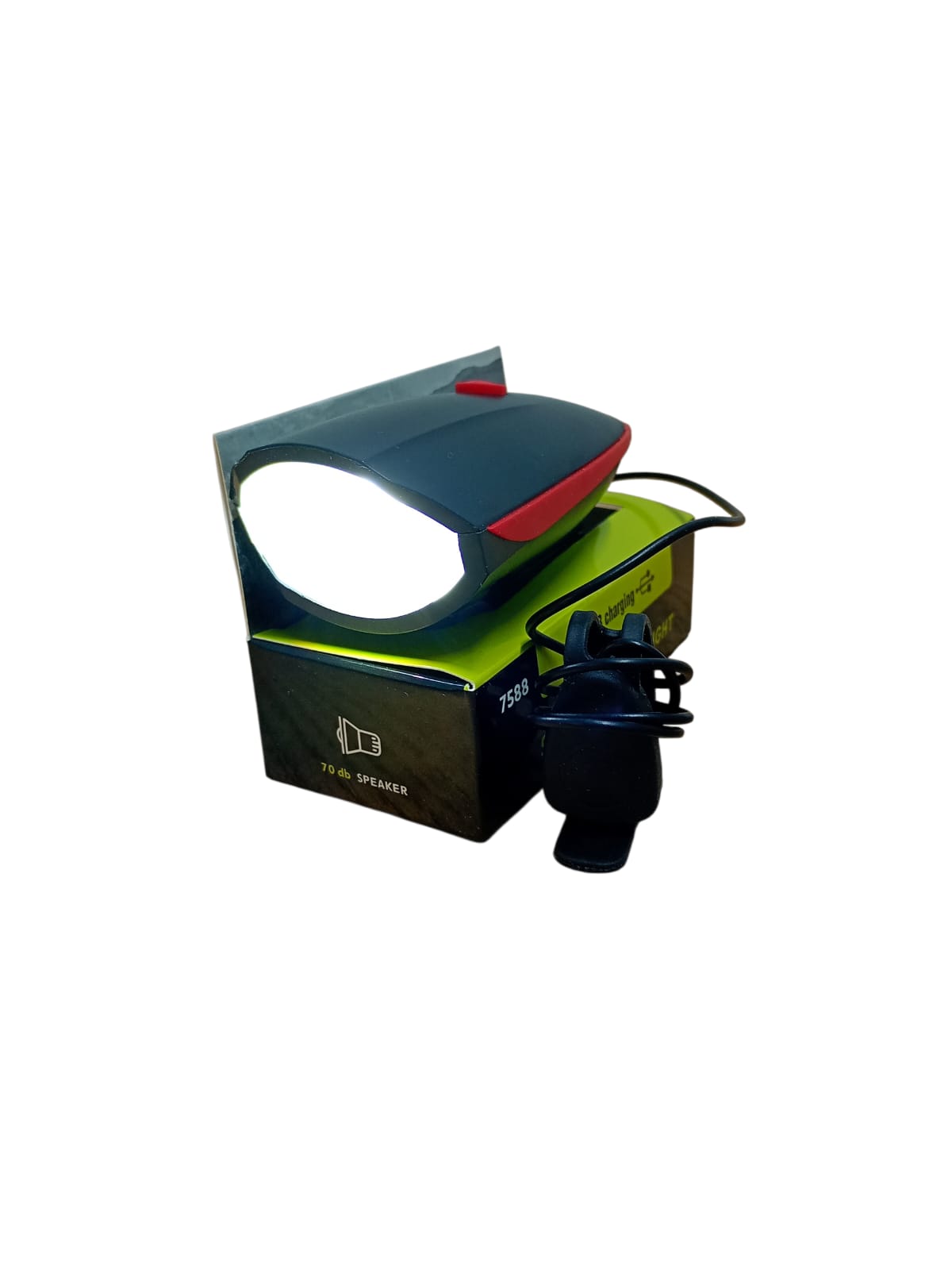 Far bicicletă LED cu claxon, reîncărcabil USB – 250 lumeni, 3 moduri, rezistent la apă