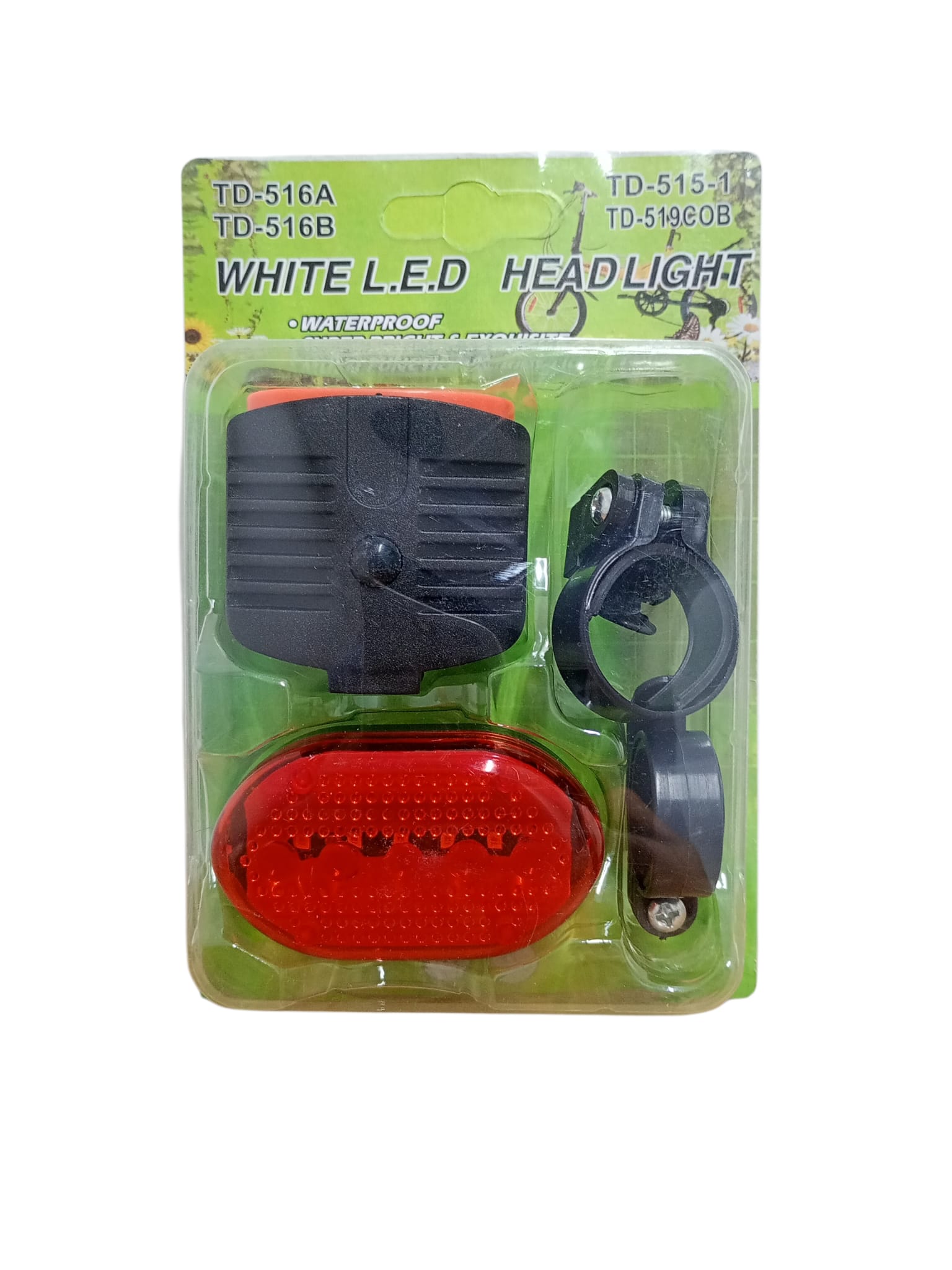 Set lumini bicicletă LED – far față cu 2 LED-uri SMD + stop spate cu 5 LED-uri SMD