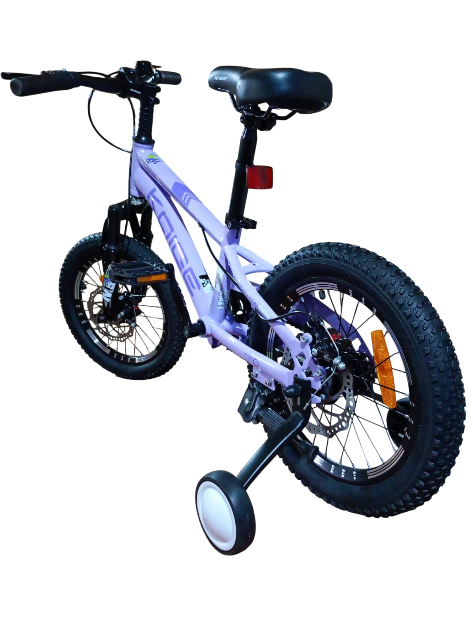 Bicicletă copii 16 inch mov cu frână pe disc și amortizor față