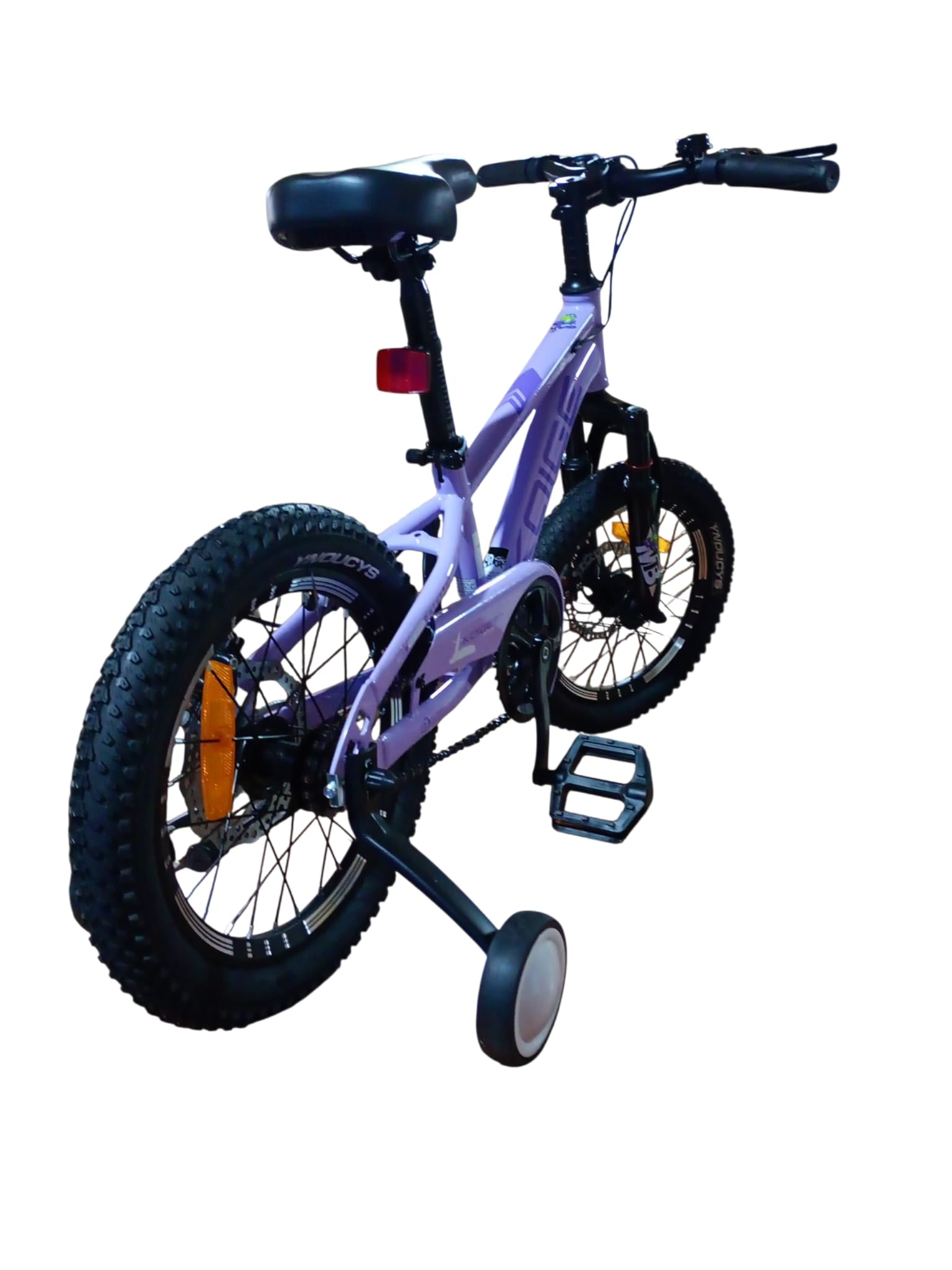 Bicicletă copii 16 inch mov cu frână pe disc și amortizor față