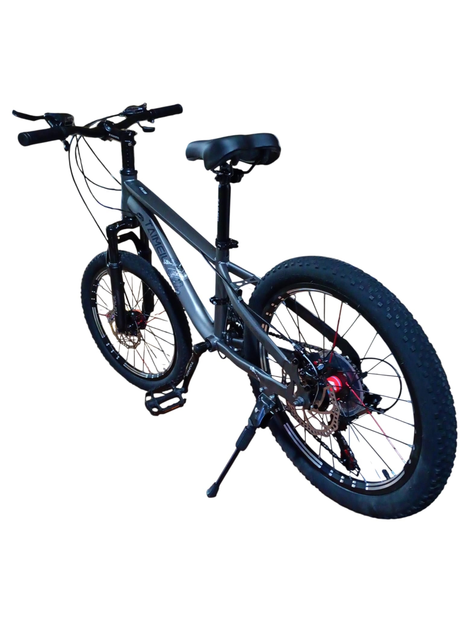 Bicicletă 20 inch gri metalizat, frână pe disc, 21 viteze, jante din aluminiu