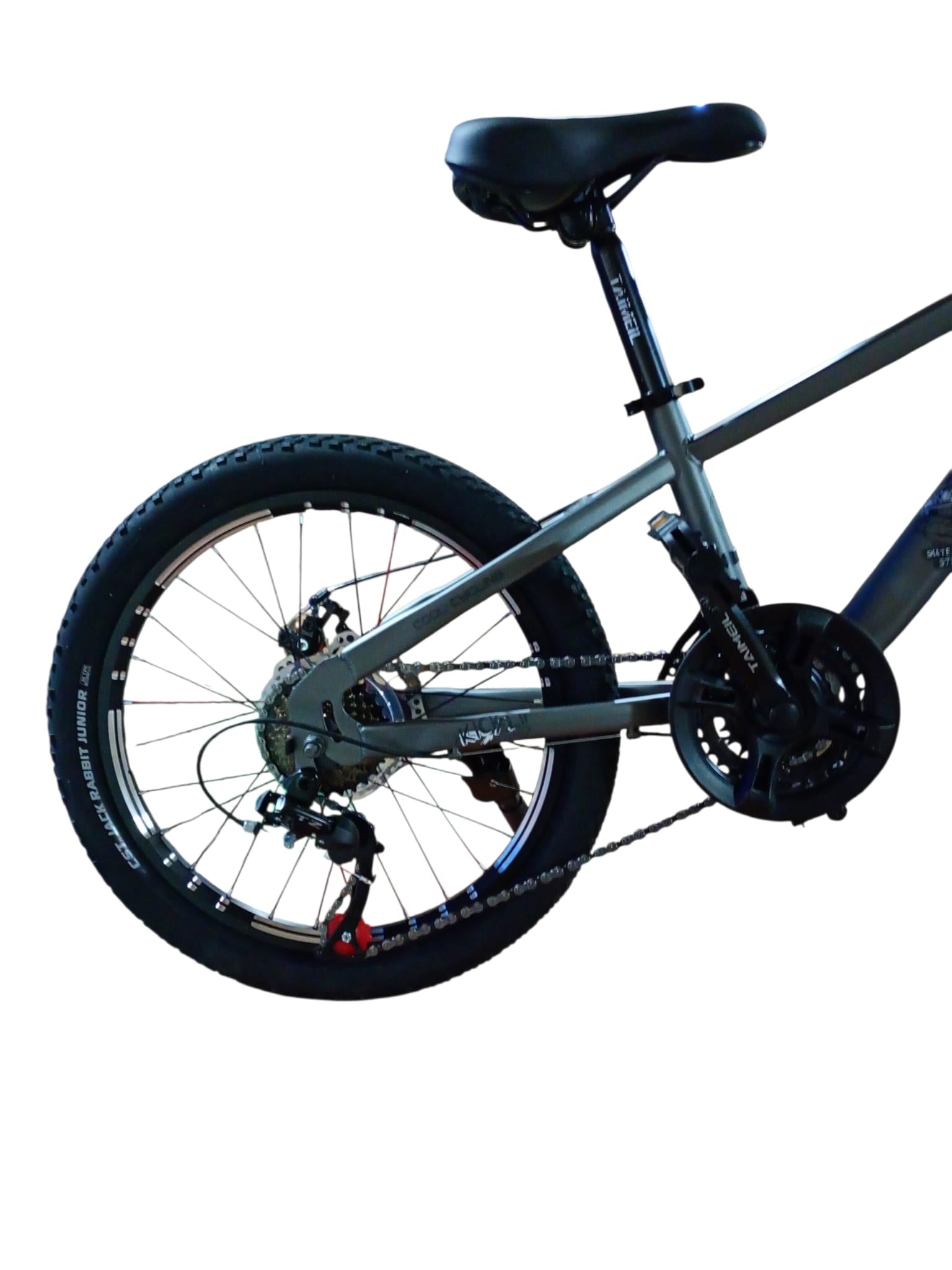 Bicicletă 20 inch gri metalizat, frână pe disc, 21 viteze, jante din aluminiu