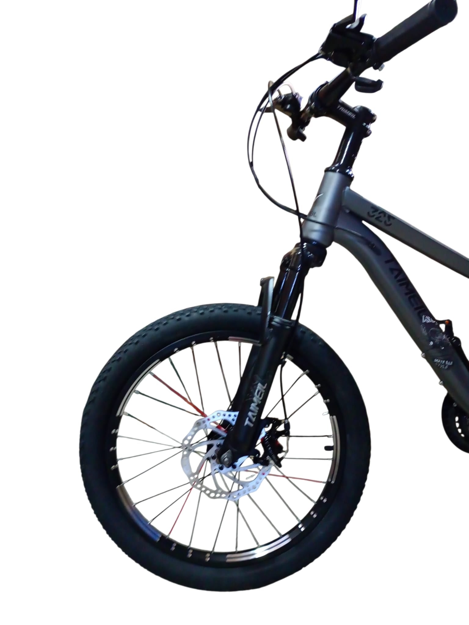 Bicicletă 20 inch gri metalizat, frână pe disc, 21 viteze, jante din aluminiu