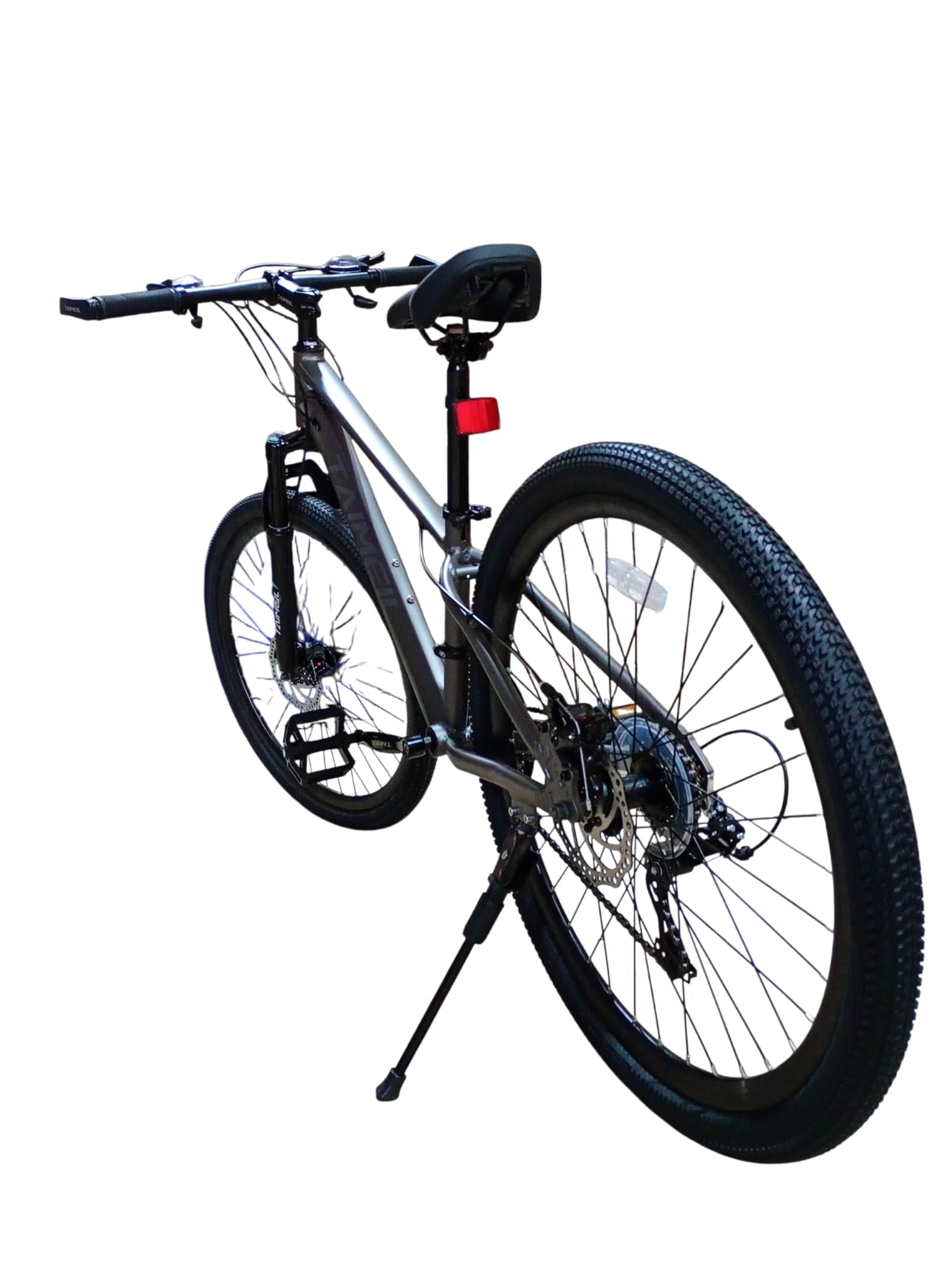 Bicicletă 26 inch gri metalizat – cadru aluminiu, frâne pe disc, 21 viteze