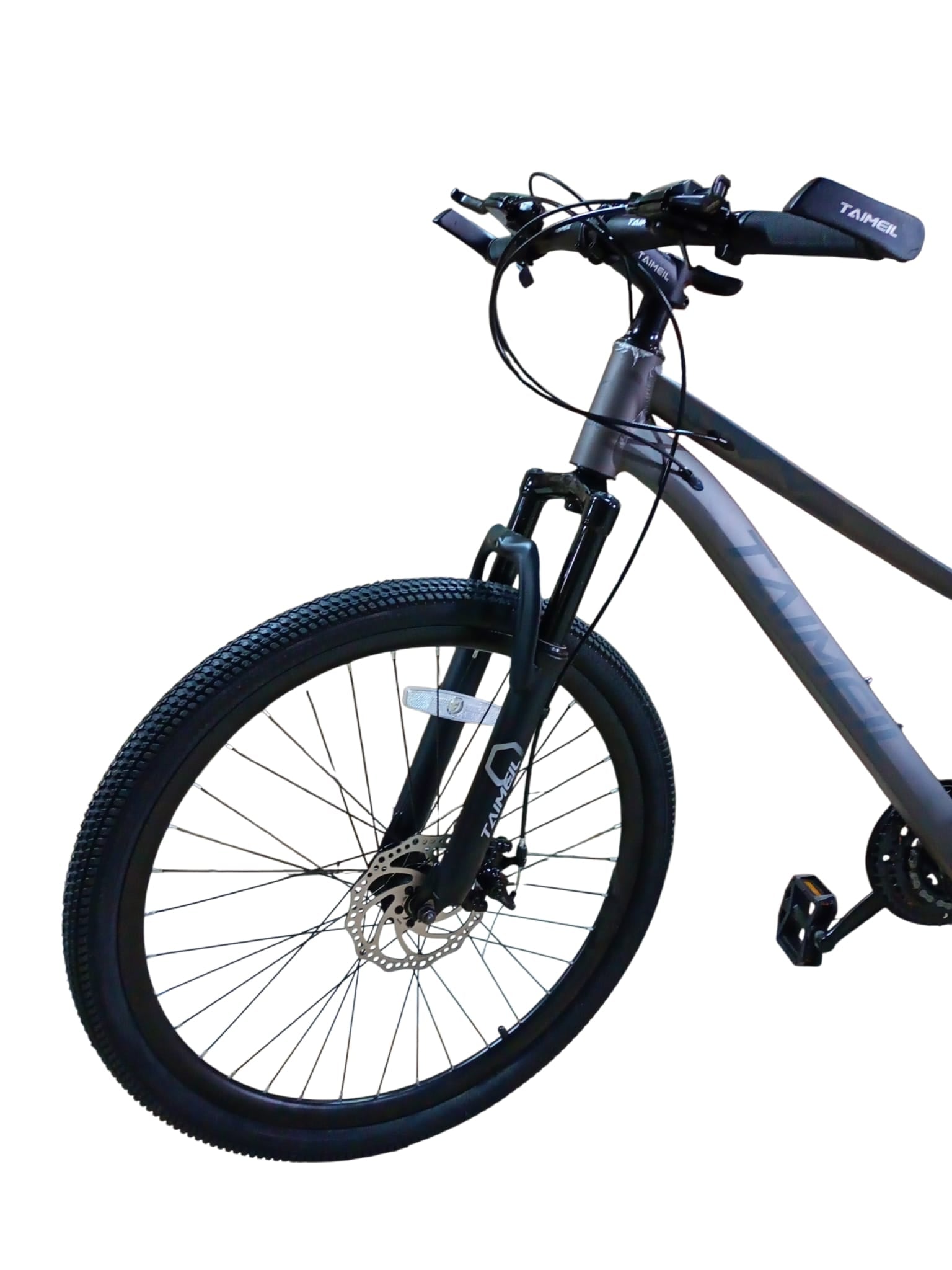 Bicicletă 26 inch gri metalizat – cadru aluminiu, frâne pe disc, 21 viteze