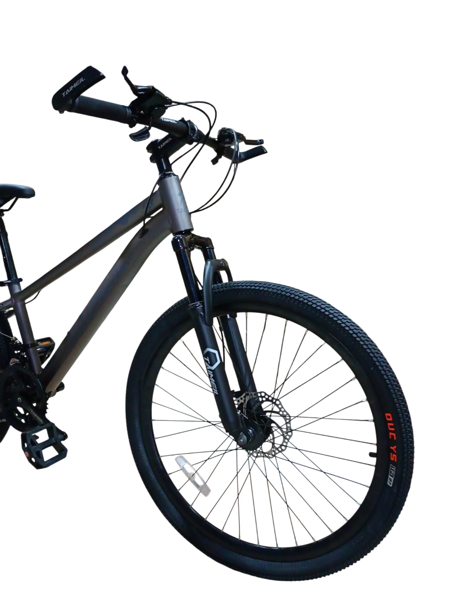 Bicicletă 26 inch gri metalizat – cadru aluminiu, frâne pe disc, 21 viteze