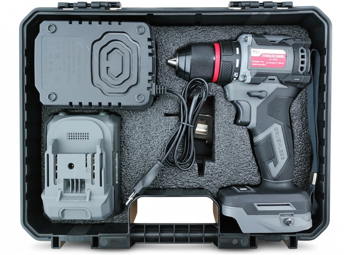 Bormașină Profesională PiLi 21V Max – Tehnologie Brushless, Mod IMPULSE și 3 Viteze Digital