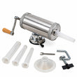 Mașină de umplut cârnați 2,5 kg (5 lbs) – inox, orizontal, cu ventuză și accesoriu pentru prindere pe masă