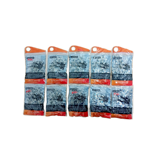 Pachet 10 lanțuri drujbă 16” – 64 zale, 32 dinți tăietori, pas .325, grosime 1.3 mm, unghi 90°