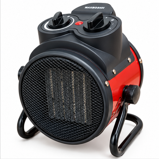 Aerotermă Electrică MAXBOSHH MB-2000, 2000W, Termostat Reglabil, 2 Trepte de Încălzire, Ventilație, Suport Metalic