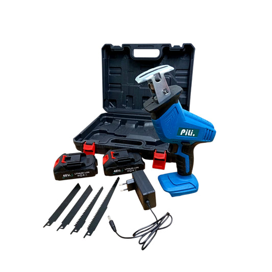 Fierăstrău Sabie cu Acumulator 48V, 2 Baterii Li-Ion + 4 Lame, Set Complet